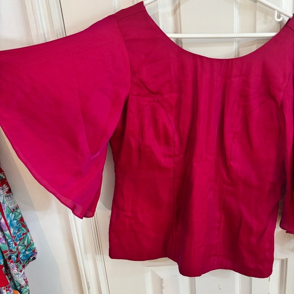 vintage shifting fabric blouse with bows on the back- duo chrome - Picture 7 of 12